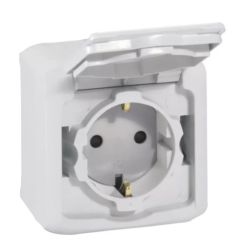 Legrand Forix IP44 fk 2P+F földelt csatlakozóaljzat, 16A, csapófedéllel, biztonsági zsaluval, szürke (Legrand 782393) Árengedmény