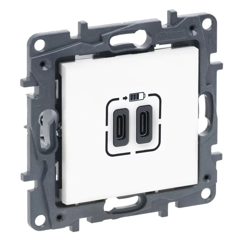 Legrand Niloé Step 2xUSB-C töltőaljzat 5V 3A 15W, fehér (Legrand 863139) Olcsó