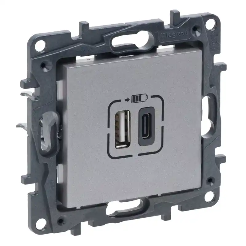 Legnépszerűbb Legrand Niloé Step 2xUSB-A+C töltőaljzat 5V 3A 15W, alumínium (Legrand 863340)