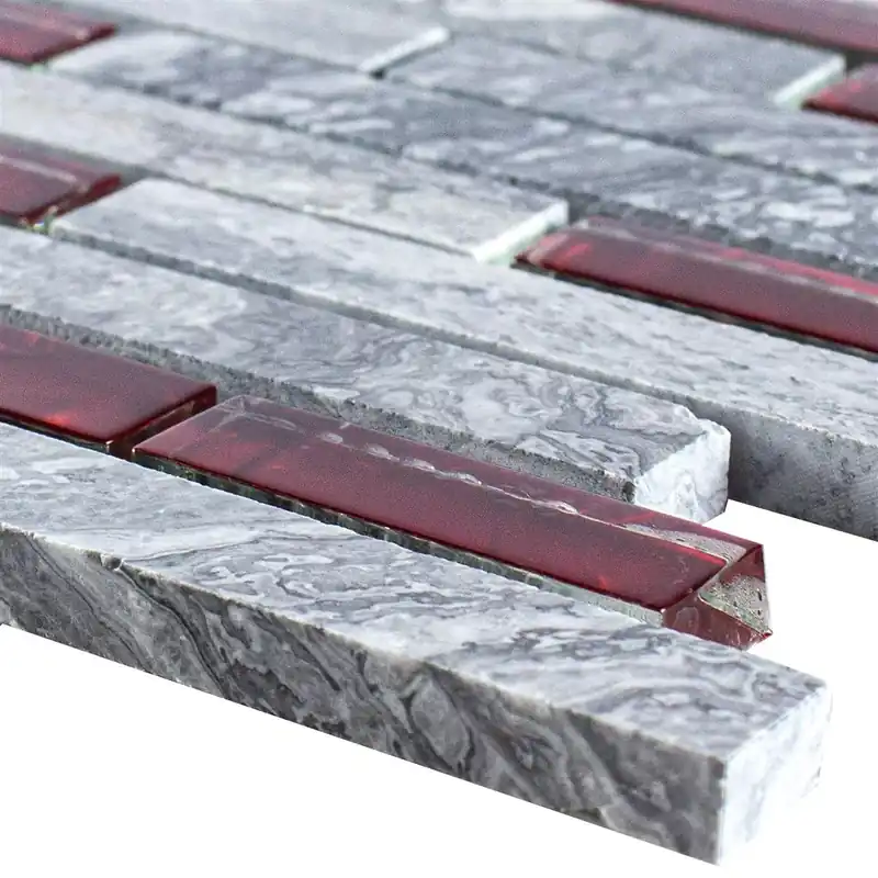 Minta tól től Üveg Természetes Kő Mozaik Csempék Sinop Szürke Piros Brick Biztonságos fizetés