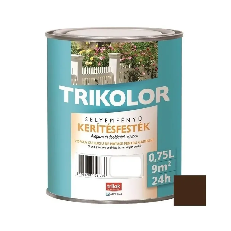 Trikolor kerítésfesték csokoládébarna 0,75l selyemfényű Ajánlat