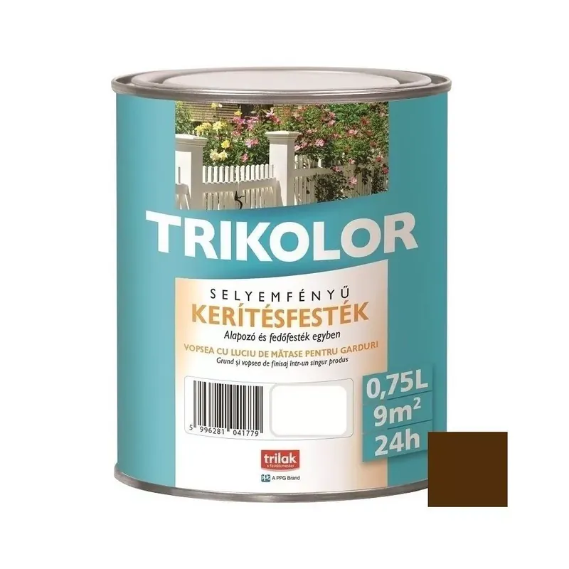Trikolor kerítésfesték gesztenyebarna 0,75l selyemfényű Szuper akció