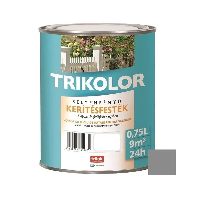 Trikolor kerítésfesték betonszürke 0,75l selyemfényű Gyors szállítás