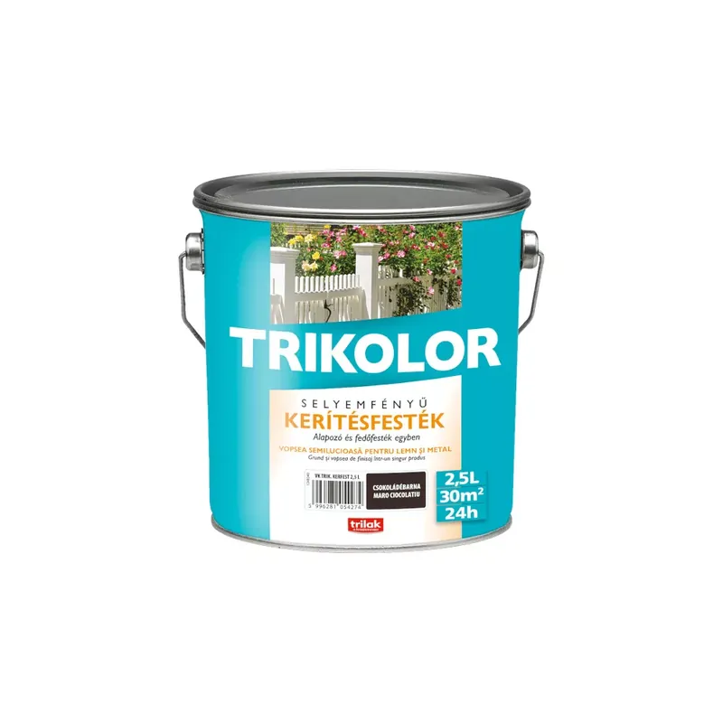 Trikolor kerítésfesték csokoládébarna 2,5l selyemfényű Gyors kiszállítás