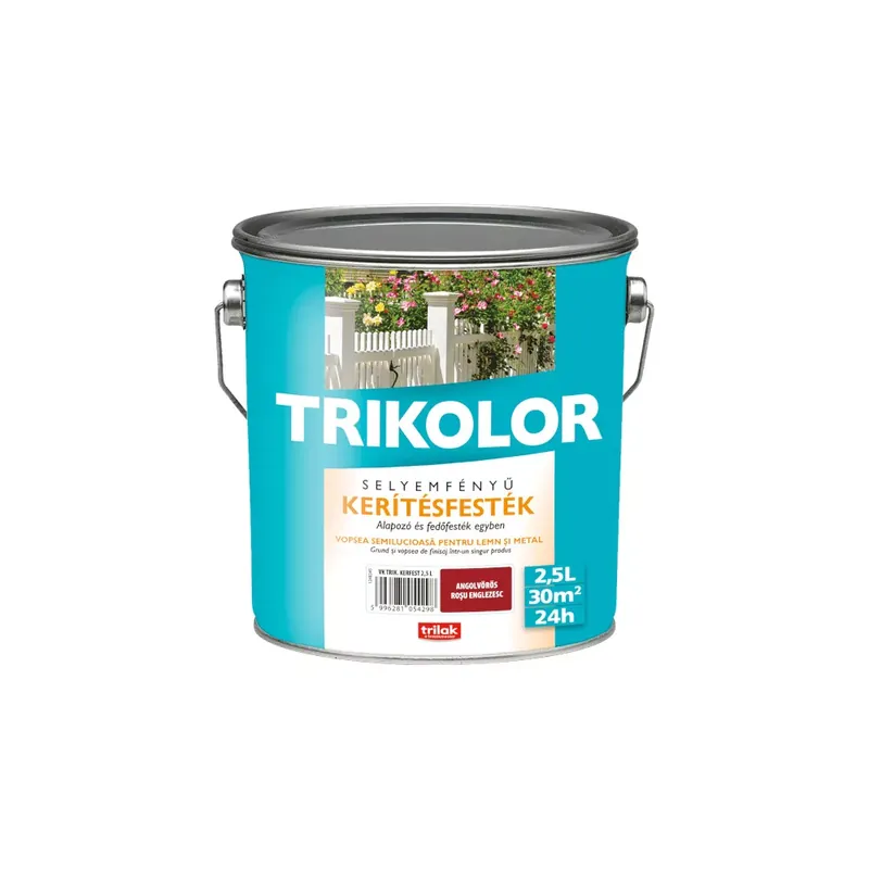 Trikolor kerítésfesték angolvörös 2,5l selyemfényű Korlátozott ajánlat