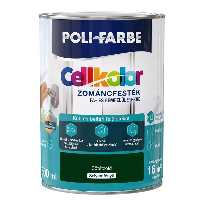 Legjobb ár Poli-Farbe Cellkolor sötétzöld 0,8l selyemfényű Zománcfesték