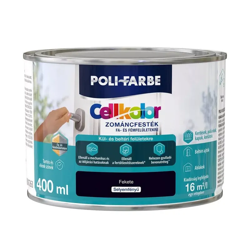 Poli-Farbe Cellkolor fekete 0,4l selyemfényű Zománcfesték Ajánlat