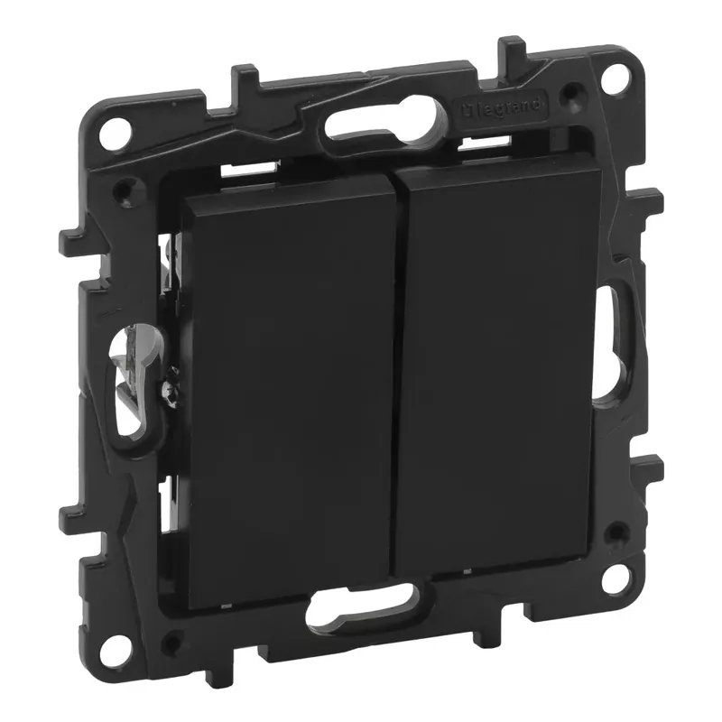 Legrand Niloé Step kettős nyomó, 6A, fekete (Legrand 863512) Kedvezmény