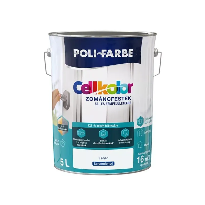 Poli-Farbe Cellkolor fehér 5l selyemfényű Zománcfesték Kedvezményes ár