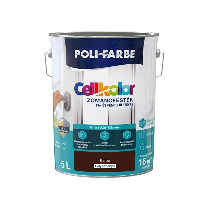 Outlet Poli-Farbe Cellkolor barna 5l selyemfényű Zománcfesték