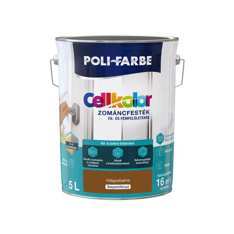 Poli-Farbe Cellkolor világosbarna 5l selyemfényű Zománcfesték Prémium