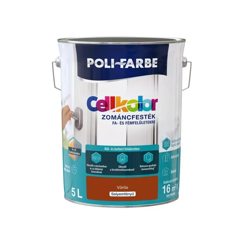 Poli-Farbe Cellkolor vörös 5l selyemfényű Zománcfesték Ajánlat