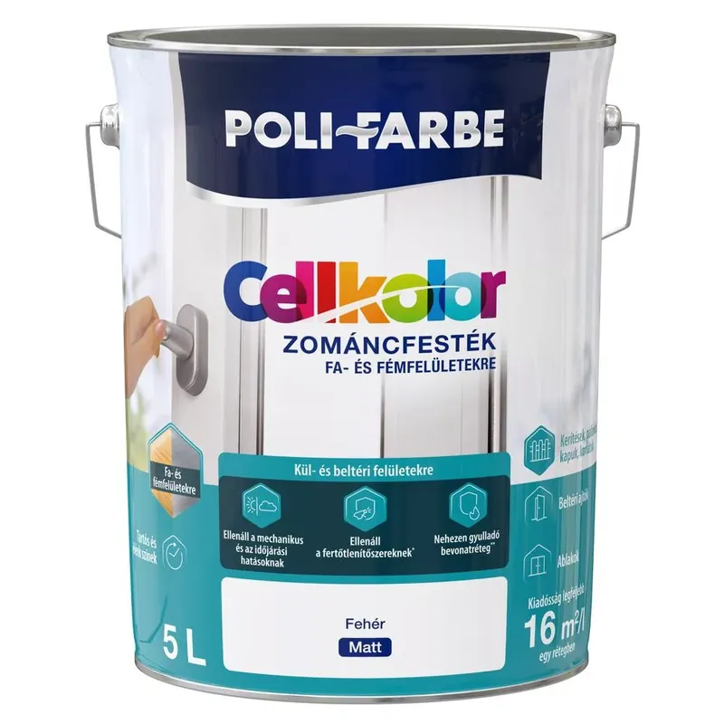 Poli-Farbe Cellkolor fehér 5l matt Zománcfesték Rendeld meg most