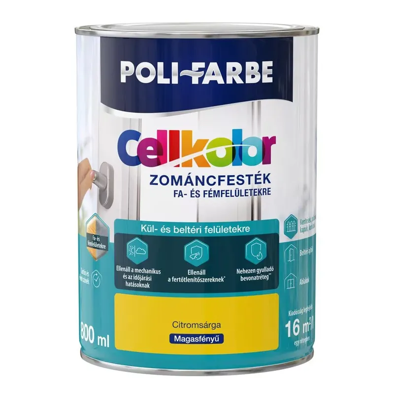 Poli-Farbe Cellkolor citromsárga 0,8l magasfényű Zománcfesték Újdonság