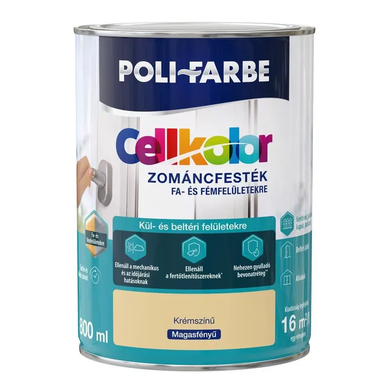 Korlátozott ajánlat Poli-Farbe Cellkolor krém 0,8l magasfényű Zománcfesték