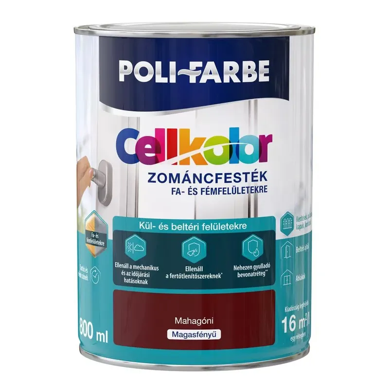 Biztonságos vásárlás Poli-Farbe Cellkolor mahagóni 0,8l magasfényű Zománcfesték