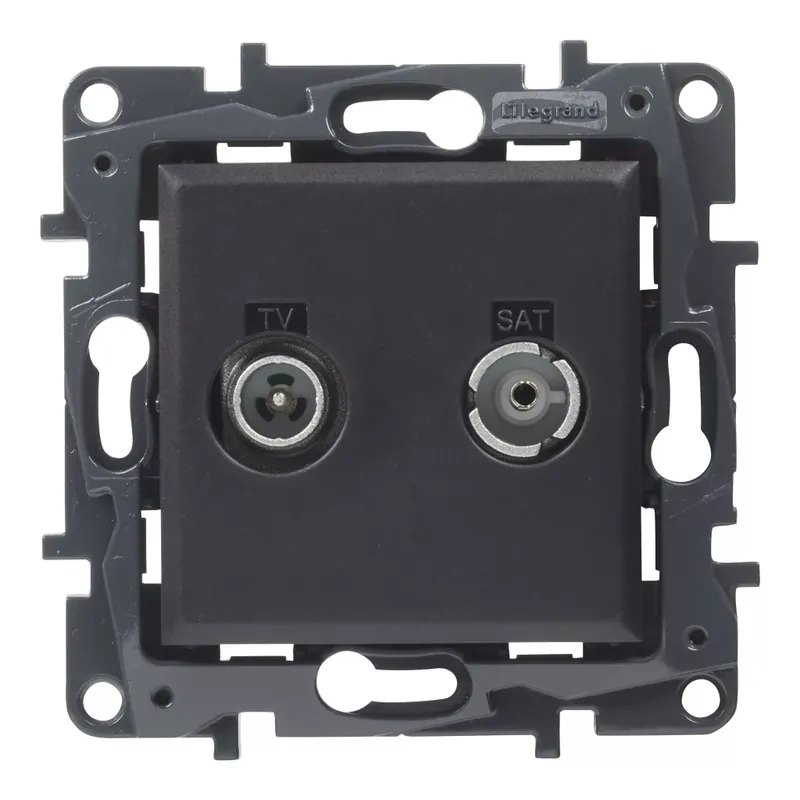 Legrand Niloé Step TV-R-SAT átmenő aljzat (14 dB), fekete (Legrand 863578) Prémium