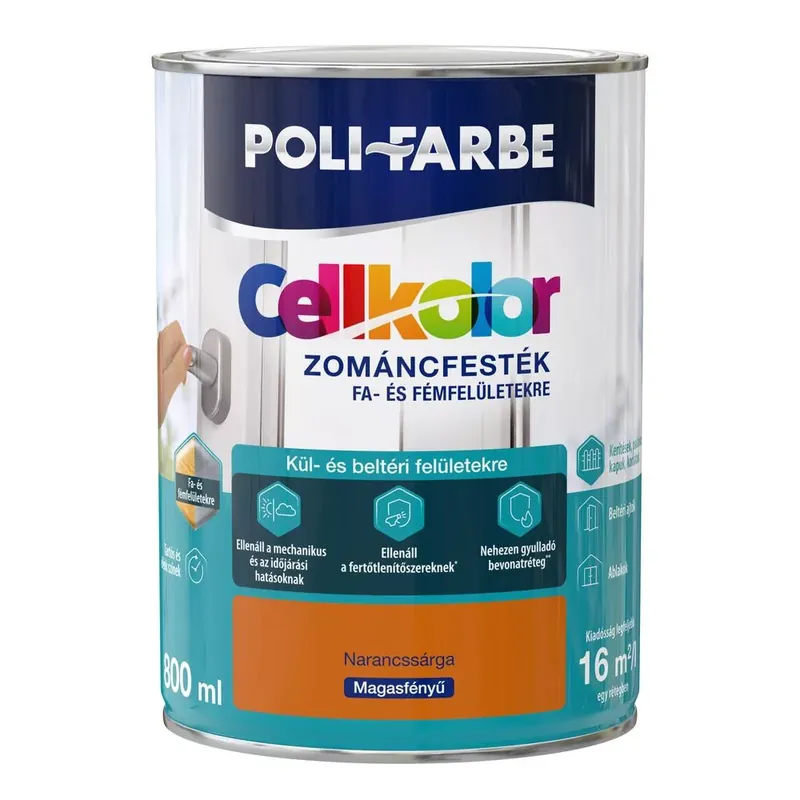 Poli-Farbe Cellkolor narancssárga 0,8l magasfényű Zománcfesték Biztonságos fizetés