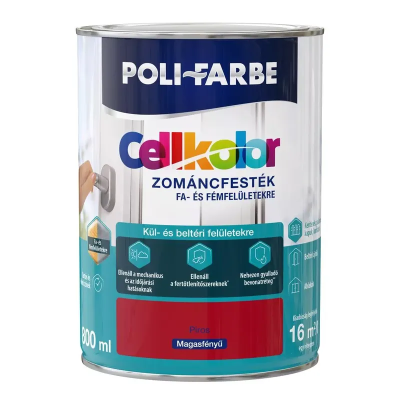 Poli-Farbe Cellkolor piros 0,8l magasfényű Zománcfesték Bestseller