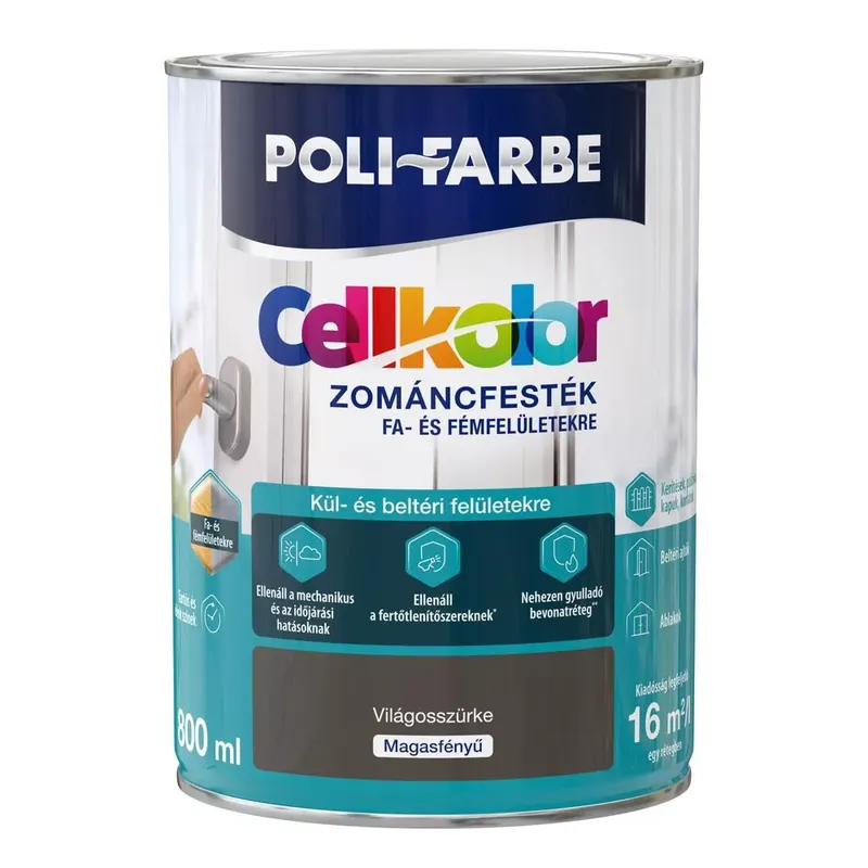 Poli-Farbe Cellkolor világosszürke 0,8l magasfényű Zománcfesték Kedvezmény