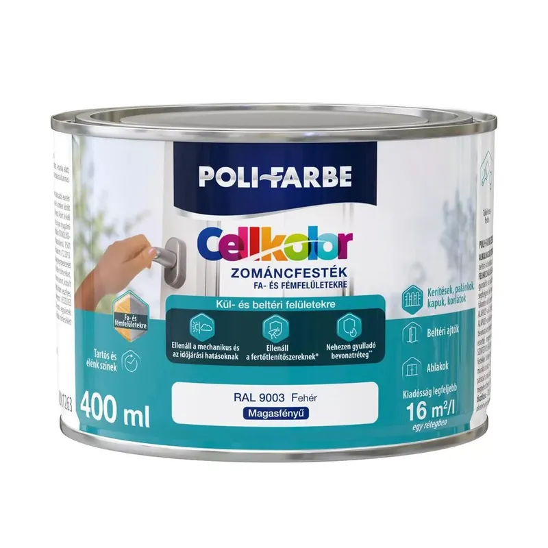 Poli-Farbe Cellkolor fehér 0,4l magasfényű Zománcfesték Végkiárusítás