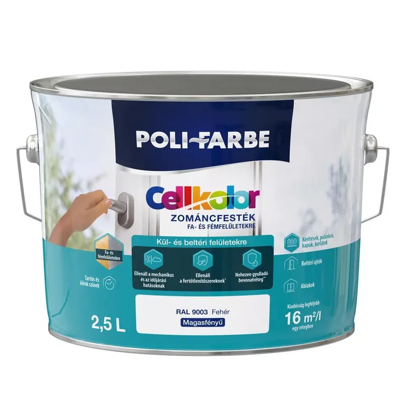 Csak ma Poli-Farbe Cellkolor fehér 2,5l magasfényű Zománcfesték