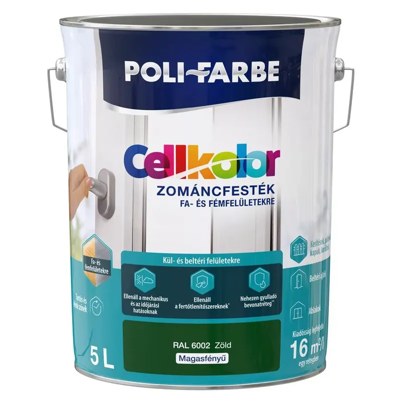 Csak ma Poli-Farbe Cellkolor zöld RAL 6002 5l magasfényű Zománcfesték