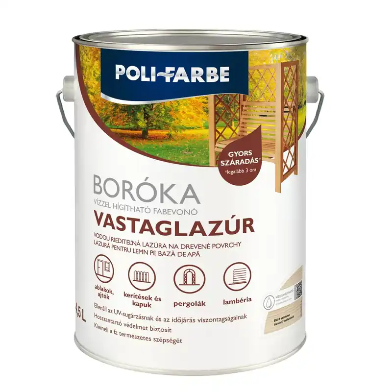 Poli-Farbe Boróka színtelen 4,5l vizes bázisú lazúrfesték Bestseller