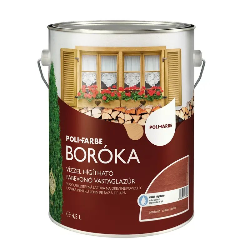 Poli-Farbe Boróka gesztenye 4,5l vizes bázisú lazúrfesték Árengedmény