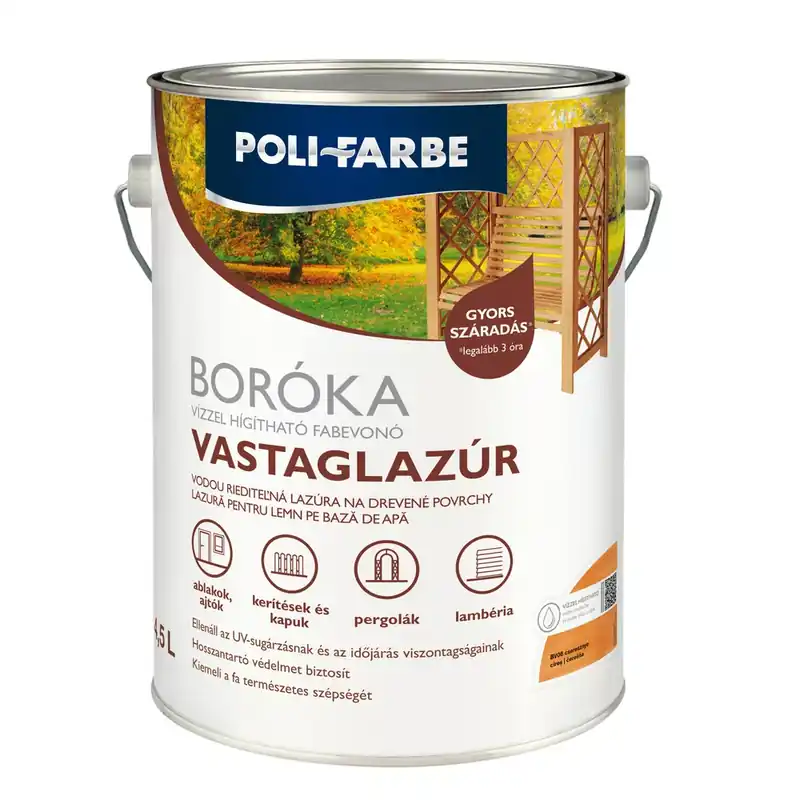Poli-Farbe Boróka cseresznye 4,5l vizes bázisú lazúrfesték Ajánlat