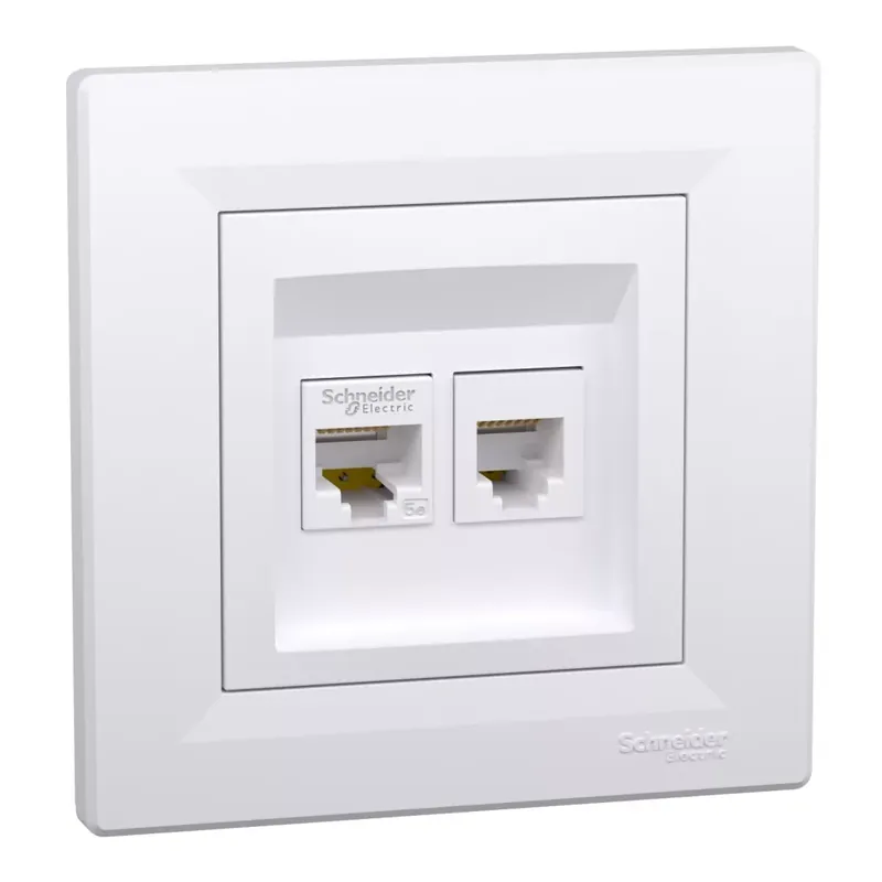 Prémium Schneider Electric ASFORA RJ45 Cat5e UTP + RJ12 aljzat, fehér (EPH4900121)