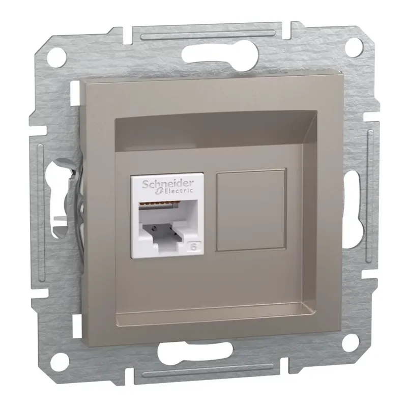 Olcsó Schneider Electric ASFORA 1xRJ45 Cat6 UTP aljzat, bronz (EPH4700169)