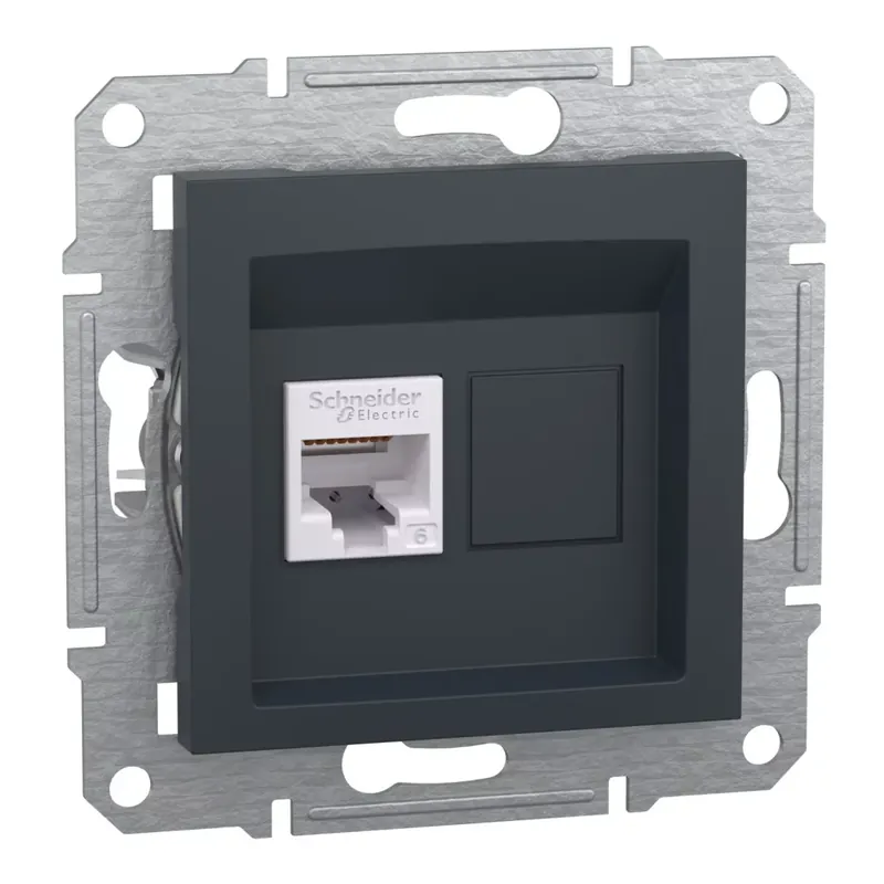 Újdonság Schneider Electric ASFORA 1xRJ45 Cat6 UTP aljzat, antracit (EPH4700171)