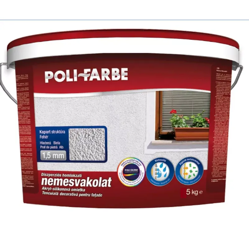 Nemesvakolat Fehér színben kapart 1,5 mm választható kiszerelésben Poli-Farbe Ne maradj le
