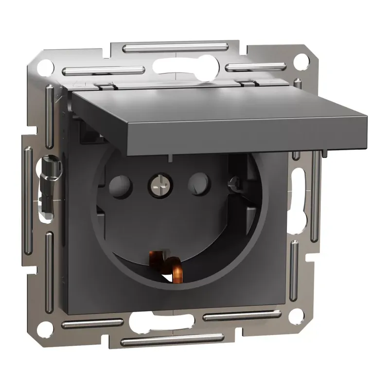 Schneider Electric ASFORA 2P+F csatlakozóaljzat, csapfedeles, csavaros, antracit (EPH3100171) Ne maradj le