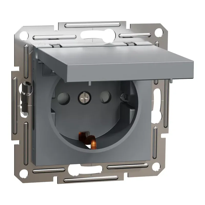 Azonnal elérhető Schneider Electric ASFORA 2P+F csatlakozóaljzat, csapfedeles, csavaros, acél (EPH3100162)