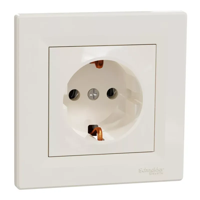 Schneider Electric ASFORA 2P+F csatlakozóaljzat, csavaros, kerettel, bézs (EPH2900123) Nézd meg most