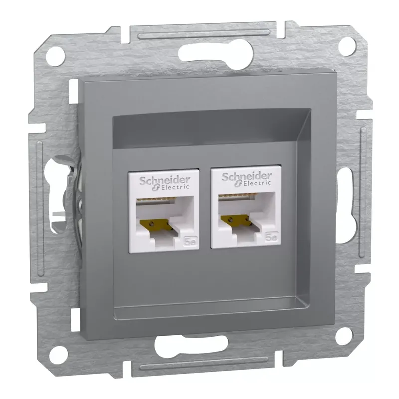 Kedvezményes ár Schneider Electric ASFORA 2xRJ45 Cat5e UTP aljzat, acél (EPH4400162)