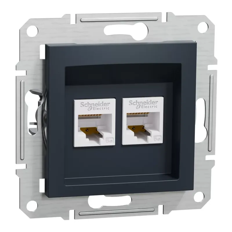 Schneider Electric ASFORA 2xRJ45 Cat5e UTP aljzat, antracit (EPH4400171) Biztonságos fizetés