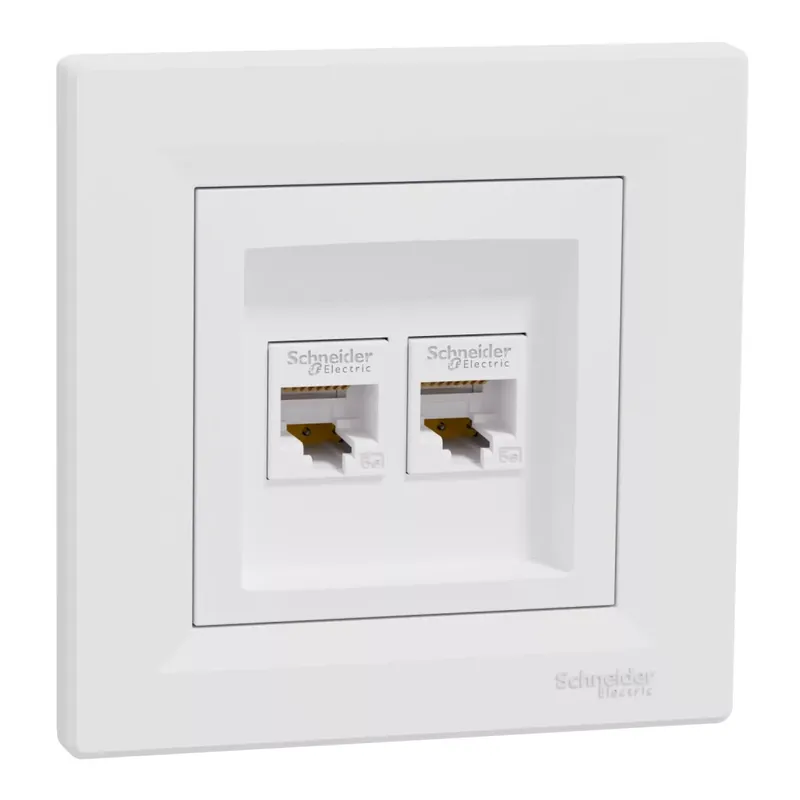 Akció Schneider Electric ASFORA 2xRJ45 Cat5e UTP aljzat, fehér (EPH4400121)