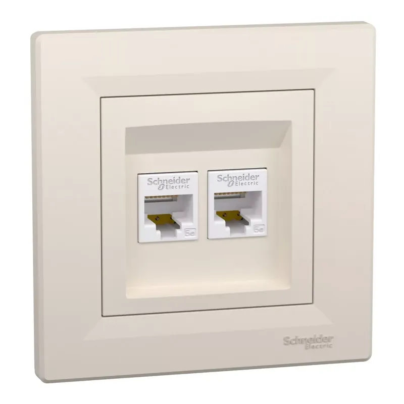 Schneider Electric ASFORA 2xRJ45 Cat5e UTP aljzat, bézs (EPH4400123) Újdonság