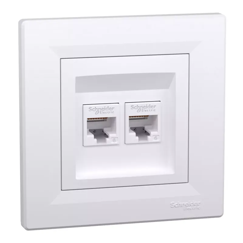 Árcsökkenés Schneider Electric ASFORA 2xRJ45 Cat6 UTP aljzat, fehér (EPH4800121)
