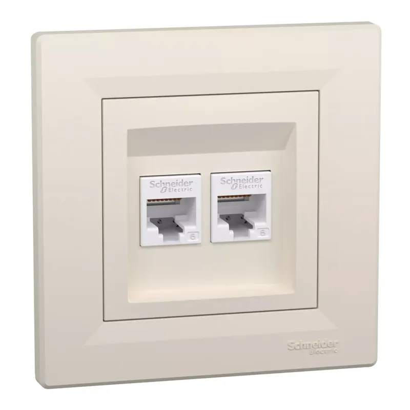 Schneider Electric ASFORA 2xRJ45 Cat6 UTP aljzat, bézs (EPH4800123) Végkiárusítás