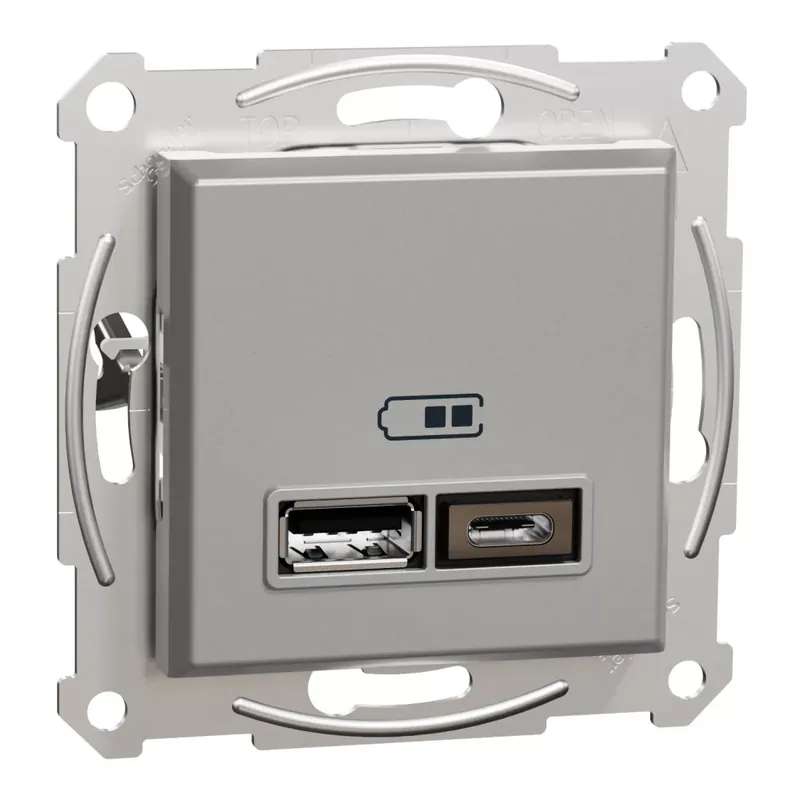 Schneider Electric ASFORA Dupla USB töltő, 2,4A, A+C, alu (EPH2700361) Vásárlói kedvenc