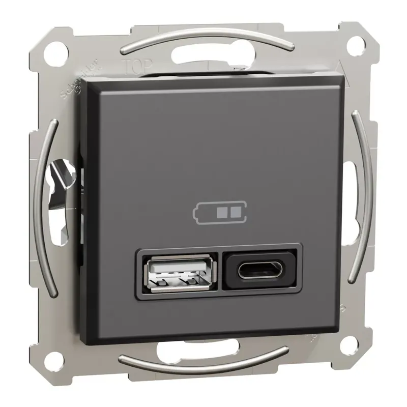 Schneider Electric ASFORA Dupla USB gyorstöltő, A+C, 45W, antracit (EPH2700471) Expressz kézbesítés