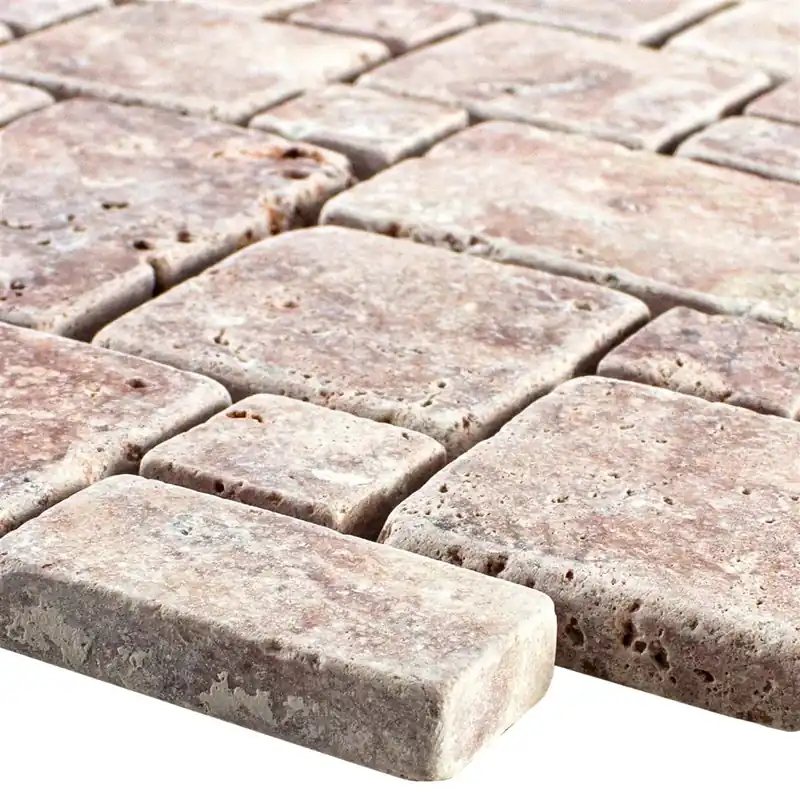 Természetes Kő Travertin Mozaik Csempe LaGrange Piros Újdonság