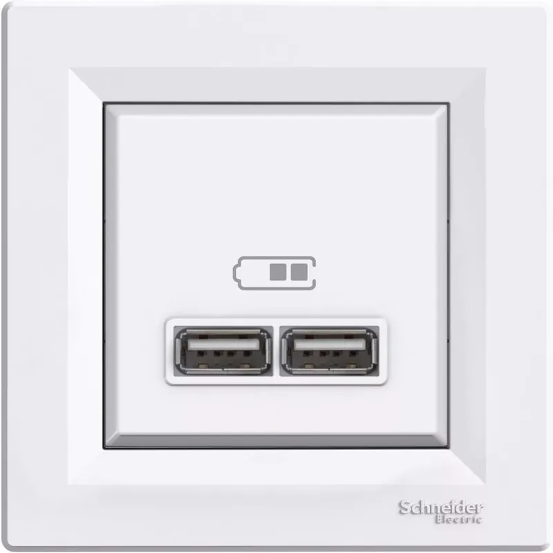 Schneider Electric ASFORA Dupla USB töltő, 2.1A, A+A, fehér (EPH2700221) Korlátozott ajánlat