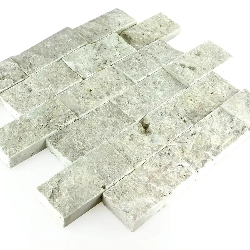 Biztonságos fizetés Mozaik Csempe Természetes Kő 3D Sumba Ezüst Brick