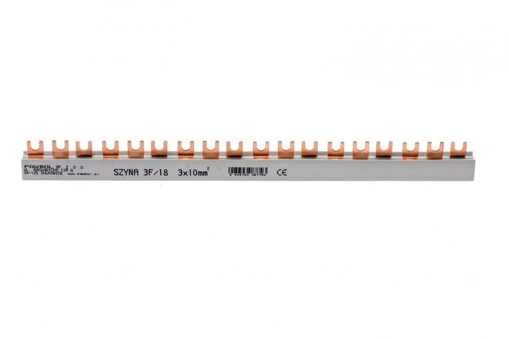 Villás fázissín, 63A, 3 fázisú, 18 modul, 10mm2, 322mm Gyors szállítás