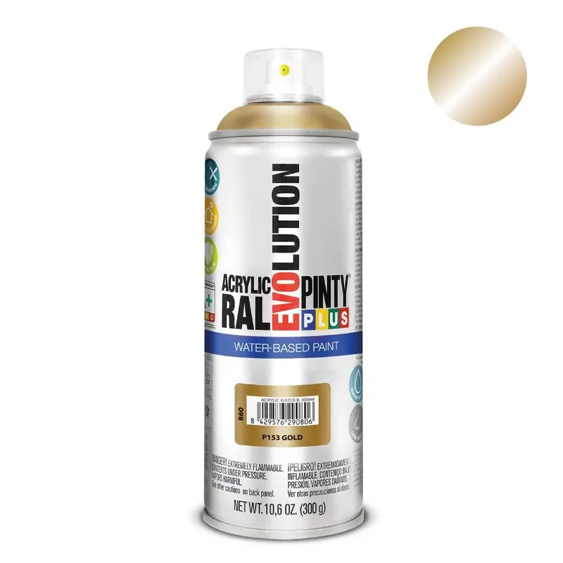 Prémium Pinty Plus Evolution Arany vizes bázisú akril festék spray 400ml P153